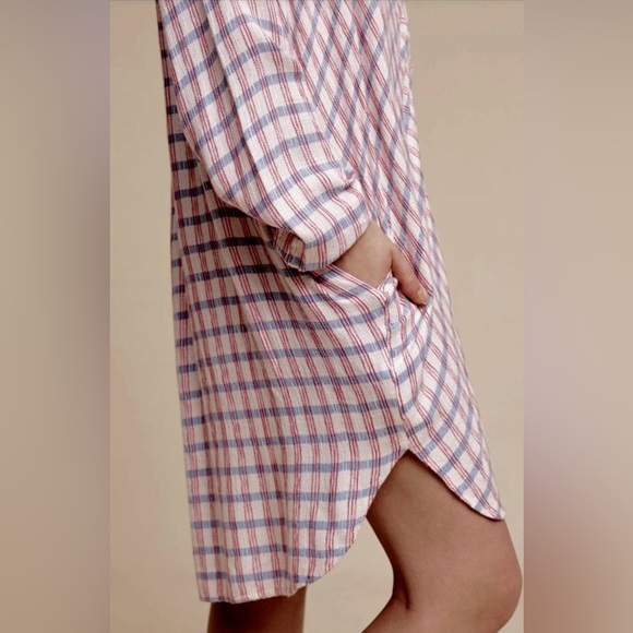Anthropologie Saturday Sunday Pasture Dress Tunic Plaid Button Up Small - Picture 3 of 11